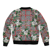 Red Binakol Motifs With Jasminum Sambac Sleeve Zip Bomber Jacket Mabuhay Philippines Festival