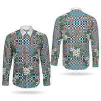 Blue Binakol Motifs With Jasminum Sambac Couples Matching Short Sleeve Bodycon Dress and Long Sleeve Button Shirt Mabuhay Philippines Festival