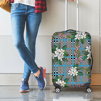 Blue Binakol Motifs With Jasminum Sambac Luggage Cover Mabuhay Philippines Festival