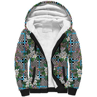 Blue Binakol Motifs With Jasminum Sambac Sherpa Hoodie Mabuhay Philippines Festival