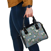 Blue Binakol Motifs With Jasminum Sambac Shoulder Handbag Mabuhay Philippines Festival