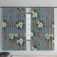 Blue Binakol Motifs With Jasminum Sambac Window Curtain Mabuhay Philippines Festival