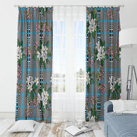 Blue Binakol Motifs With Jasminum Sambac Window Curtain Mabuhay Philippines Festival