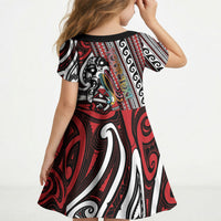 Personalised Maori Language Week Kid Short Sleeve Dress Ake Ake Ake Tribal Patterns