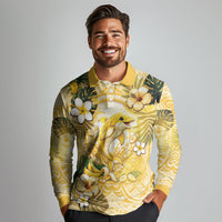 Hawaii Banana Dolphin Long Sleeve Polo Shirt Cute Cosplay Naiʻa Fish Tribal Patterns