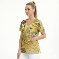 Hawaii Banana Dolphin Scrub Top Cute Cosplay Naiʻa Fish Tribal Patterns