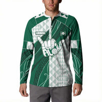 Custom Hawaii Volleyball Button Sweatshirt Shaka Aloha Hand DT05 - Polynesian Pride