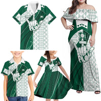 Custom Hawaii Volleyball Family Matching Off Shoulder Maxi Dress and Hawaiian Shirt Shaka Aloha Hand