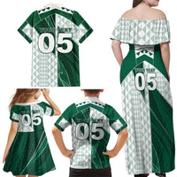 Custom Hawaii Volleyball Family Matching Off Shoulder Maxi Dress and Hawaiian Shirt Shaka Aloha Hand