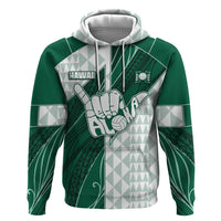 Custom Hawaii Volleyball Hoodie Shaka Aloha Hand DT05 Pullover Hoodie Green - Polynesian Pride
