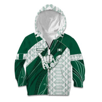 Custom Hawaii Volleyball Kid Hoodie Shaka Aloha Hand DT05 Zip Hoodie Green - Polynesian Pride