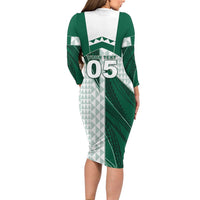 Custom Hawaii Volleyball Long Sleeve Bodycon Dress Shaka Aloha Hand DT05 - Polynesian Pride