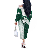 Custom Hawaii Volleyball Off The Shoulder Long Sleeve Dress Shaka Aloha Hand DT05 - Polynesian Pride