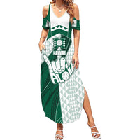 Custom Hawaii Volleyball Summer Maxi Dress Shaka Aloha Hand DT05 Women Green - Polynesian Pride