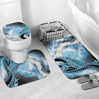 Piko Hawaiian Bathroom Set Blue Galaxy Spiral Plumeria Tribal Patterns