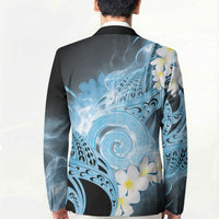 Piko Hawaiian Blazer Blue Galaxy Spiral Plumeria Tribal Patterns