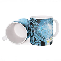Piko Hawaiian Ceramic Mug Blue Galaxy Spiral Plumeria Tribal Patterns