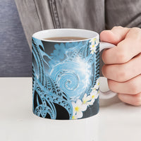 Piko Hawaiian Ceramic Mug Blue Galaxy Spiral Plumeria Tribal Patterns
