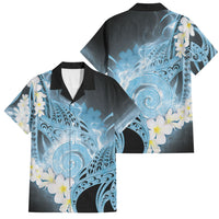 Piko Hawaiian Family Matching Off Shoulder Maxi Dress and Hawaiian Shirt Blue Galaxy Spiral Plumeria Tribal Patterns