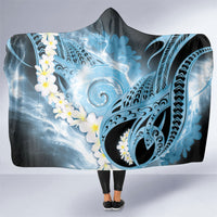 Piko Hawaiian Hooded Blanket Blue Galaxy Spiral Plumeria Tribal Patterns