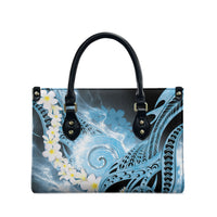 Piko Hawaiian Leather Bag Blue Galaxy Spiral Plumeria Tribal Patterns