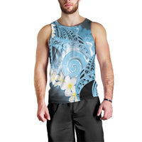 Piko Hawaiian Men Tank Top Blue Galaxy Spiral Plumeria Tribal Patterns
