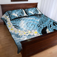 Piko Hawaiian Quilt Bed Set Blue Galaxy Spiral Plumeria Tribal Patterns