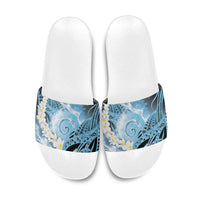 Piko Hawaiian Slide Sandals Blue Galaxy Spiral Plumeria Tribal Patterns