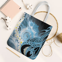 Piko Hawaiian Tote Bag Blue Galaxy Spiral Plumeria Tribal Patterns