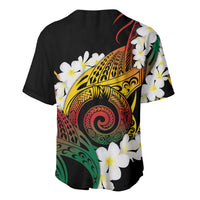 Piko Hawaiian Baseball Jersey Gradient Spiral Plumeria Tribal Patterns