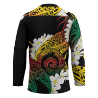 Piko Hawaiian Hockey Jersey Gradient Spiral Plumeria Tribal Patterns