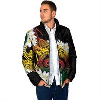 Piko Hawaiian Padded Jacket Gradient Spiral Plumeria Tribal Patterns