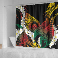 Piko Hawaiian Shower Curtain Gradient Spiral Plumeria Tribal Patterns
