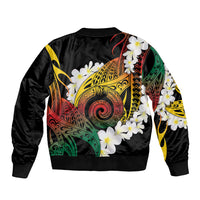 Piko Hawaiian Sleeve Zip Bomber Jacket Gradient Spiral Plumeria Tribal Patterns