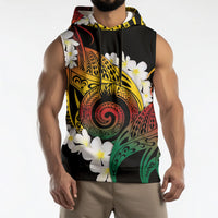 Piko Hawaiian Sleeveless Hoodie Gradient Spiral Plumeria Tribal Patterns