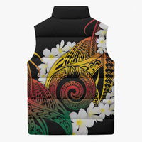 Piko Hawaiian Sleeveless Puffer Jacket Gradient Spiral Plumeria Tribal Patterns