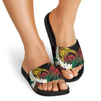 Piko Hawaiian Slide Sandals Gradient Spiral Plumeria Tribal Patterns