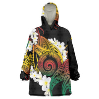 Piko Hawaiian Wearable Blanket Hoodie Gradient Spiral Plumeria Tribal Patterns