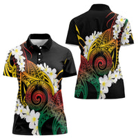Piko Hawaiian Women Polo Shirt Gradient Spiral Plumeria Tribal Patterns