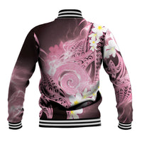 Piko Hawaiian Baseball Jacket Pink Galaxy Spiral Plumeria Tribal Patterns