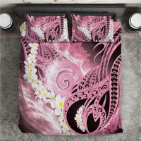 Piko Hawaiian Bedding Set Pink Galaxy Spiral Plumeria Tribal Patterns