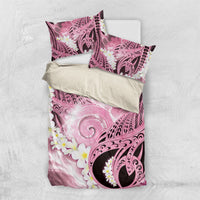 Piko Hawaiian Bedding Set Pink Galaxy Spiral Plumeria Tribal Patterns