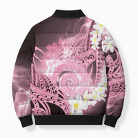 Piko Hawaiian Bomber Puffer Jacket Pink Galaxy Spiral Plumeria Tribal Patterns