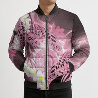 Piko Hawaiian Bomber Puffer Jacket Pink Galaxy Spiral Plumeria Tribal Patterns