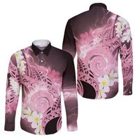 Piko Hawaiian Family Matching Off Shoulder Maxi Dress and Hawaiian Shirt Pink Galaxy Spiral Plumeria Tribal Patterns