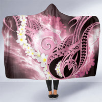 Piko Hawaiian Hooded Blanket Pink Galaxy Spiral Plumeria Tribal Patterns
