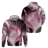 Piko Hawaiian Hoodie Pink Galaxy Spiral Plumeria Tribal Patterns