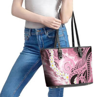 Piko Hawaiian Leather Tote Bag Pink Galaxy Spiral Plumeria Tribal Patterns