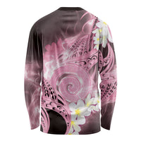 Piko Hawaiian Long Sleeve Shirt Pink Galaxy Spiral Plumeria Tribal Patterns