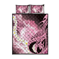 Piko Hawaiian Quilt Bed Set Pink Galaxy Spiral Plumeria Tribal Patterns